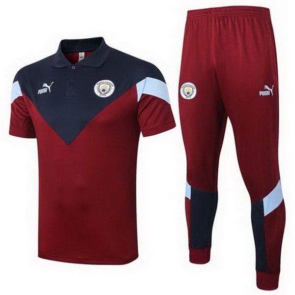 Polo Manchester City Conjunto Completo 2020 2021 Borgona